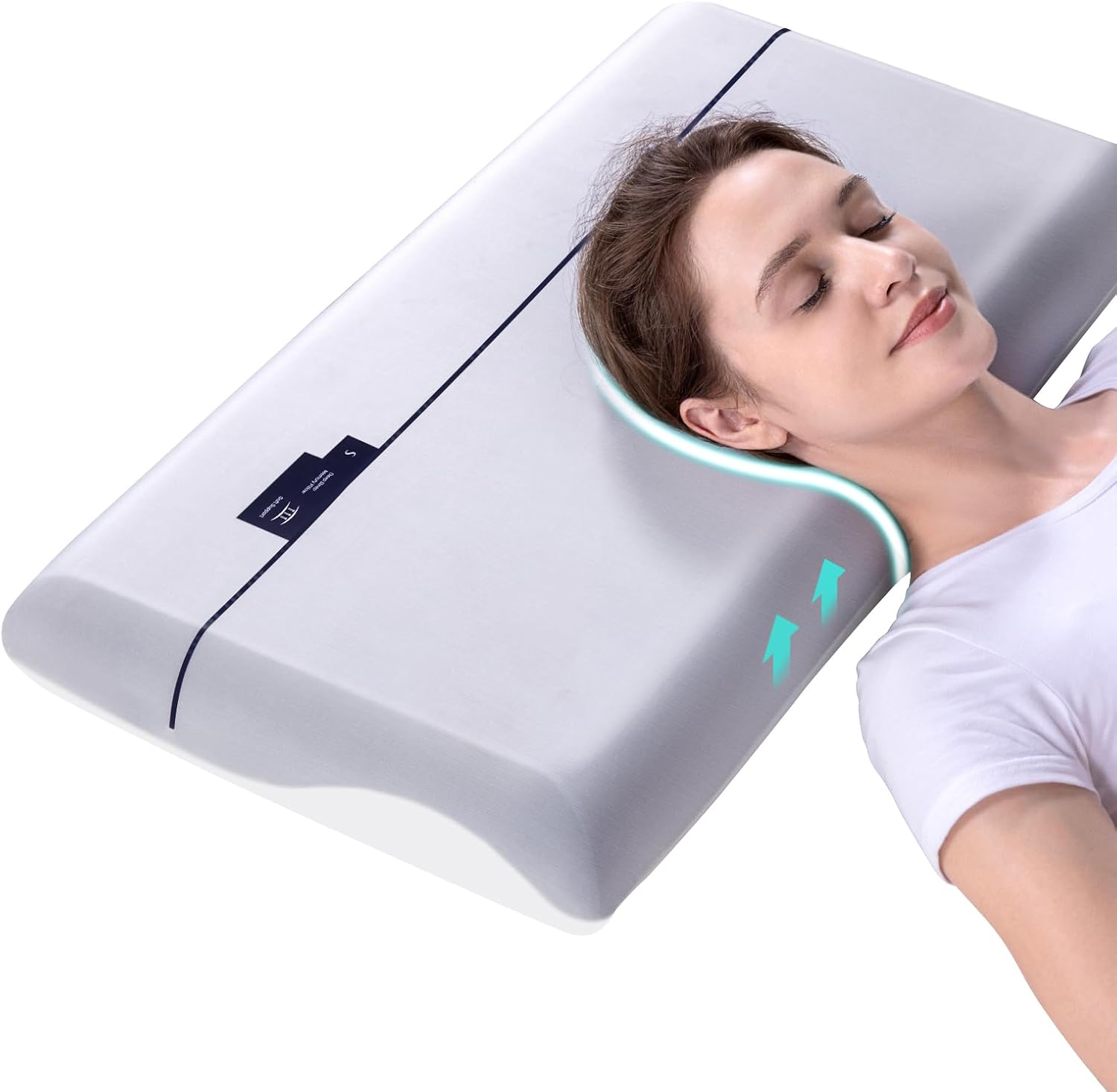 

Cooling Memory Foam Pillows,Cervical Neck Pillow for Neck Pain Relief,Soft and Cooling for Back Side Sleeper Pillow - Two-Sided