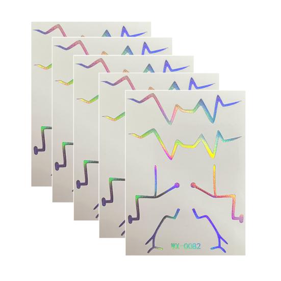 5 Sheets Holographic Lightning Tattoos Flash Temporary Stickers Full Color Body