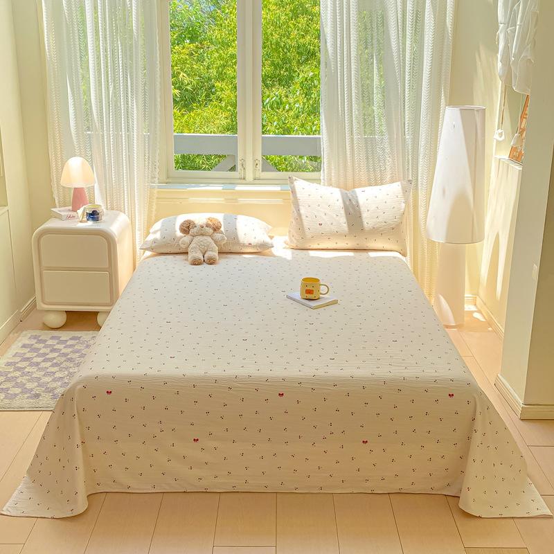 

Двухслойная простыня одинарная летняя класса А из капокской жатой пряжи, студенческое общежитие, детское одеяло, одинарный комплект из трех предметов 120x230cm single bed sheet [applicable to 0.9 bed]