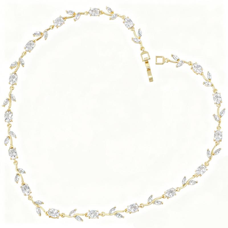 Light Luxury AAAAA Zircon Bracelet & Necklace Women's Exquisite Tulip Plant Design Jewelry Set