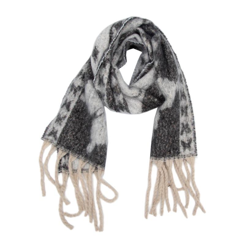 Women Winter Retro Knitted Scarf Headscarf Ladies Casual Animal Print Tassel Warm Scarve Mujer Foulard Thick Wrap Shawl New