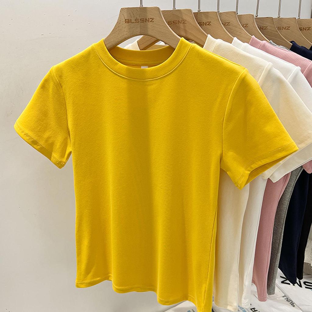 T-shirt da Donna Grigia in Cotone di Alta Qualità, Vestibilità Slim, Manica Corta, Girocollo, Estate 2026