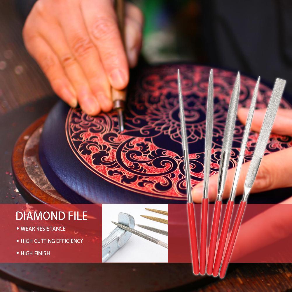 5pcs Diamond Needle Files Set Wood Carving Tool Kit Metal Polishing Manual File