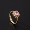 Sweet Bow Zircon Ring Vintage Light Luxury Fashion Pink Open Adjustable Women Jewelry Gift