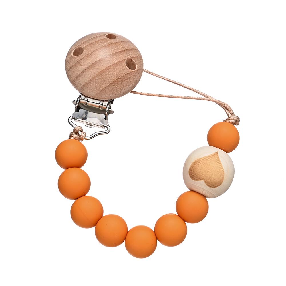 Chew Toys Shower Gift New Baby Pacifier Chain Clips Wood Pentagram Teether  Silicone Round Beads Teething Chain For Care Soother
