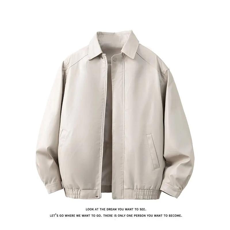 2026 Herren Coole Motorrad-Lederjacke Herren Retro Schwarze Kaffeejacke Herren Biker PU-Ledermantel Herren Lockerer Kunstledermantel