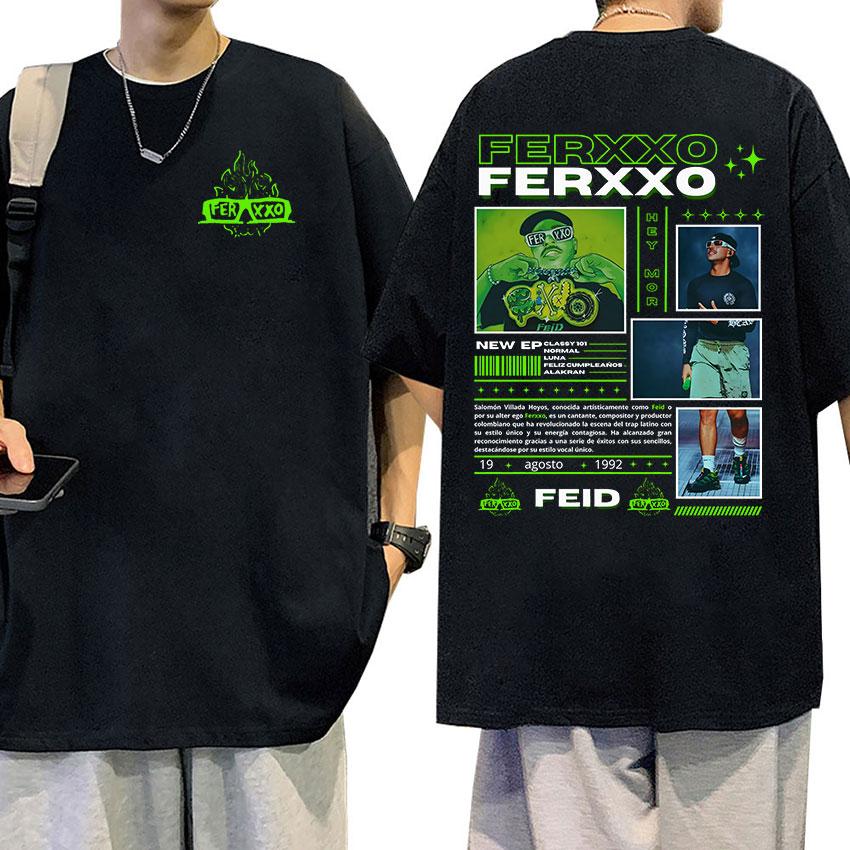Rapper Feid Ferxxo 2024 Graphic T Shirt Mens Hip Hop Fashion High Quality TShirts Vintage Oversized Cotton Tshirt Streetwear
