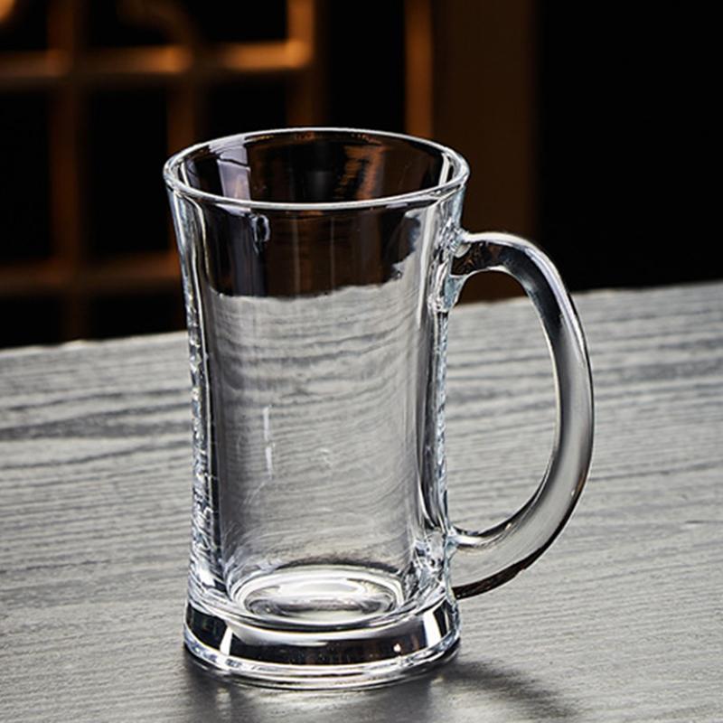 360ml Thick Bottomed Wheat Beer Glass Transparent Craft Beer Glass with Handle Heat Resistant Tea Cup Party Drinkware Water Mug