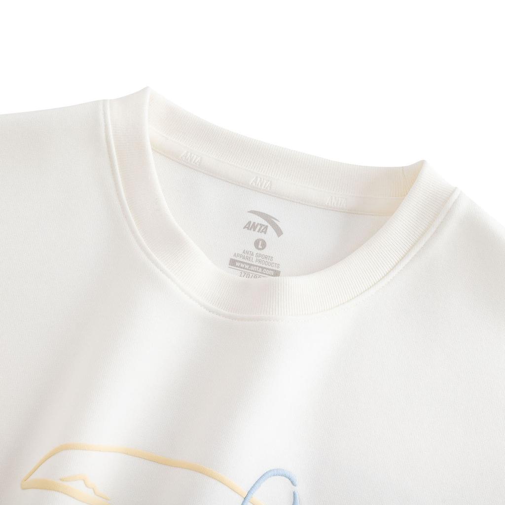 Anta Fresh Embroidered Loose Comfortable Pullover Sweatshirt Women sweatshirt Ivory 962638704-1