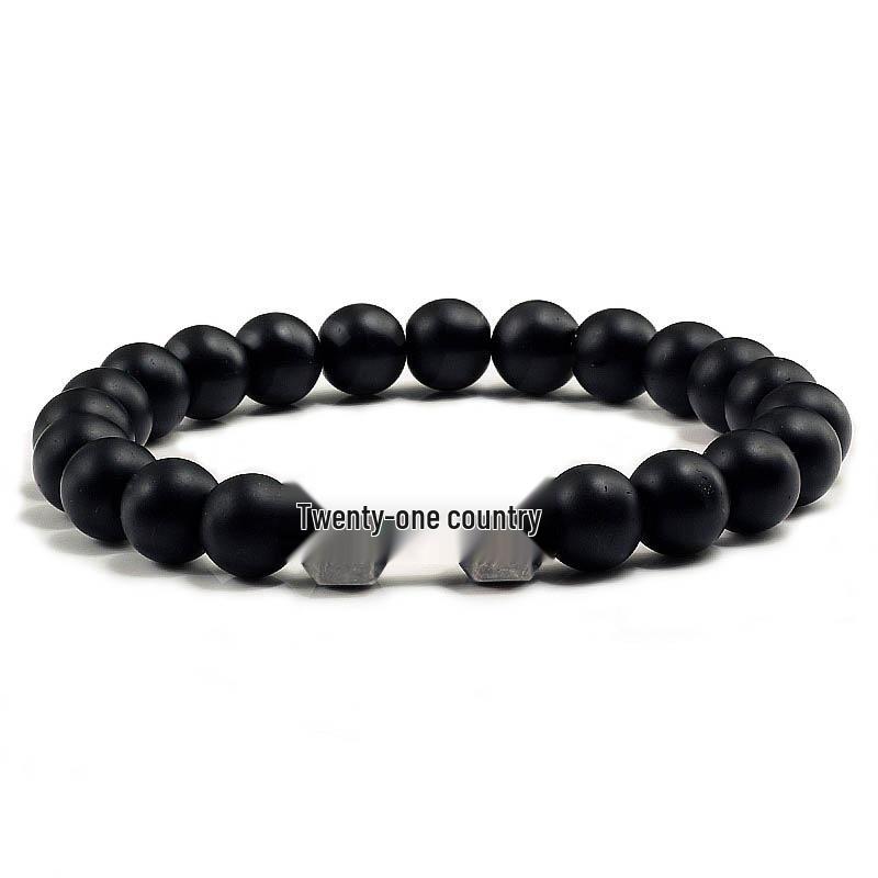 

Turquoise & Volcanic Rock Energy Bracelet with Dumbbell Charm 17 cm