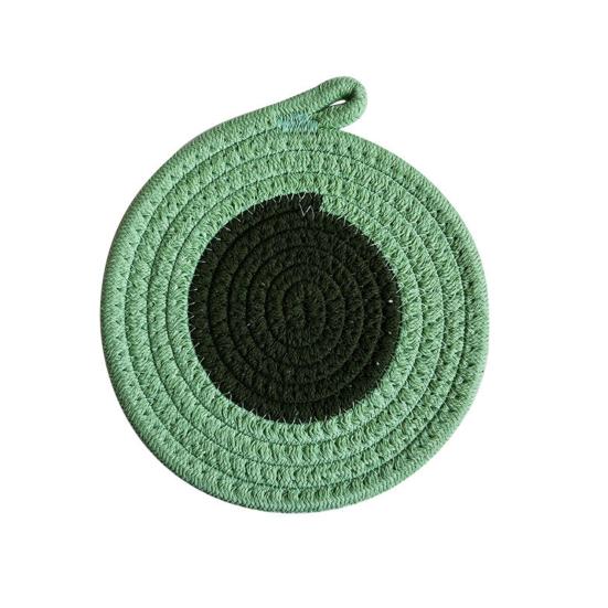 Cotton Rope Coaster, Color Block Heat Insulation Mat for Table, Thickened Potholder for Hot Dishes, Farmhouse Cup Mat