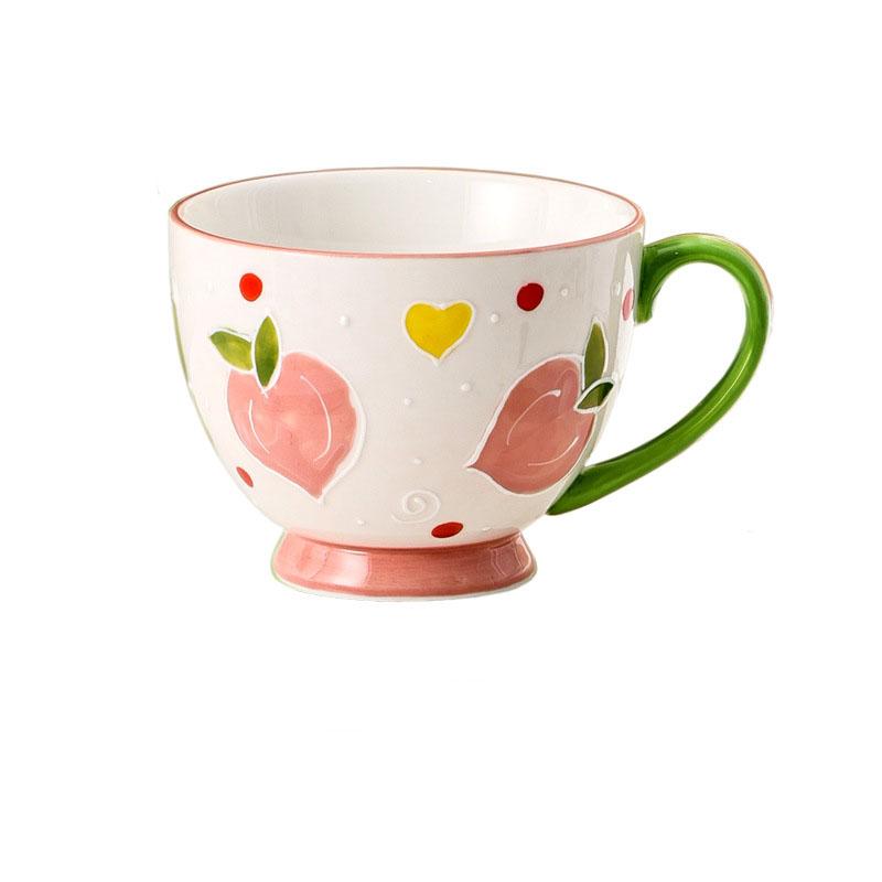Large Fruit Strawberry Mug Cute Ceramic Coffee Tea Cup Couple Mug with Handle Birthday Gift Women Friend Lovers