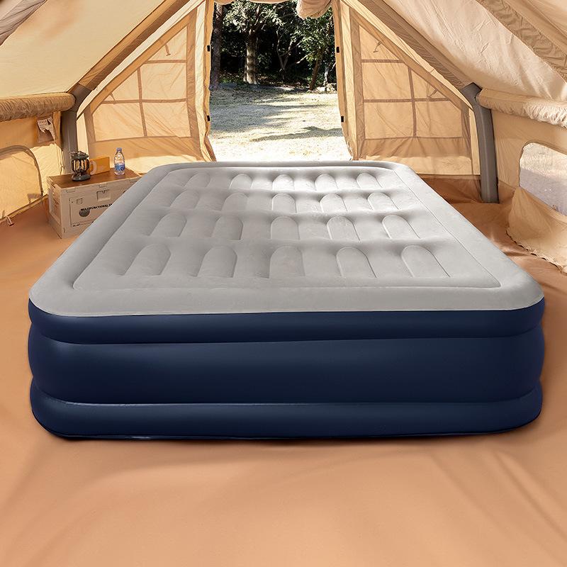 Inflatable Raised Air Mattress for Camping - Single/Double Portable Electric Flocking