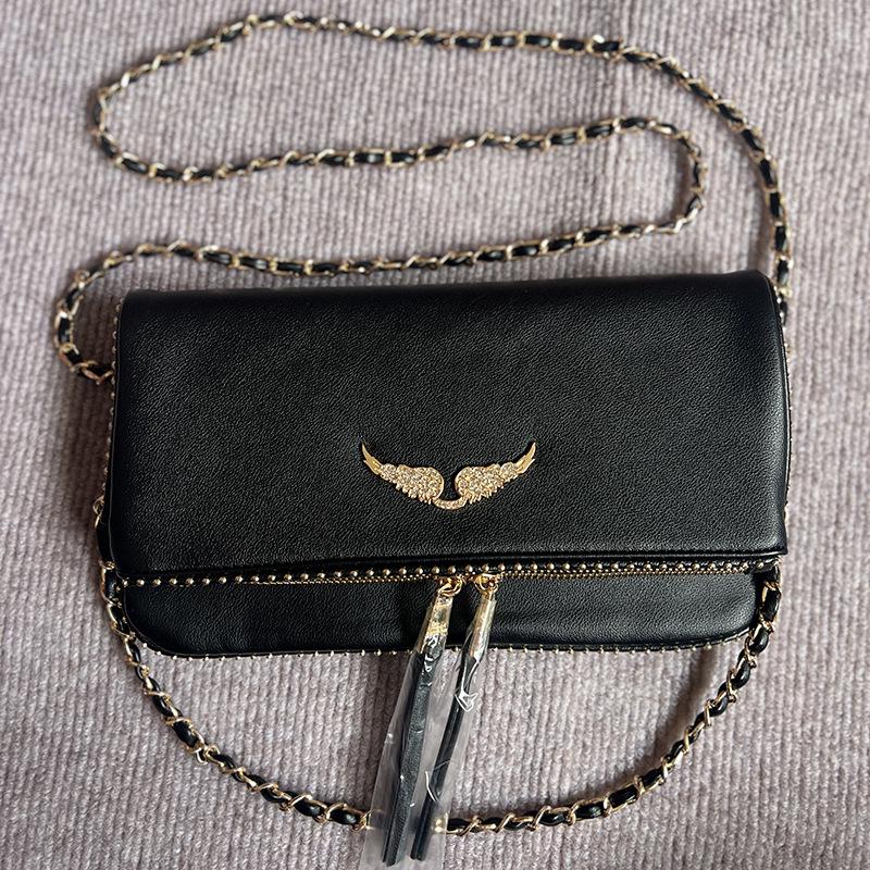 ZV Women's Classic Wing Rivet Shoulder Bag - Trendy, Versatile Small Square Chain Bag