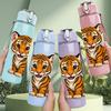 1PC Blue White Ceramic Tile Pattern 750ml Color Plastic Sports Water Bottle Leakproof Flip Straw Lid Suitable for Sports Office Home Use