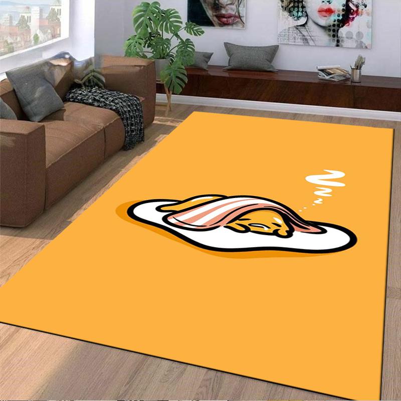Cute Lazy Egg Character with Bacon Blanket Design Floor Mat Carpet Suitable for Use As an Anti-slip for Living Room Bedroom Sofas