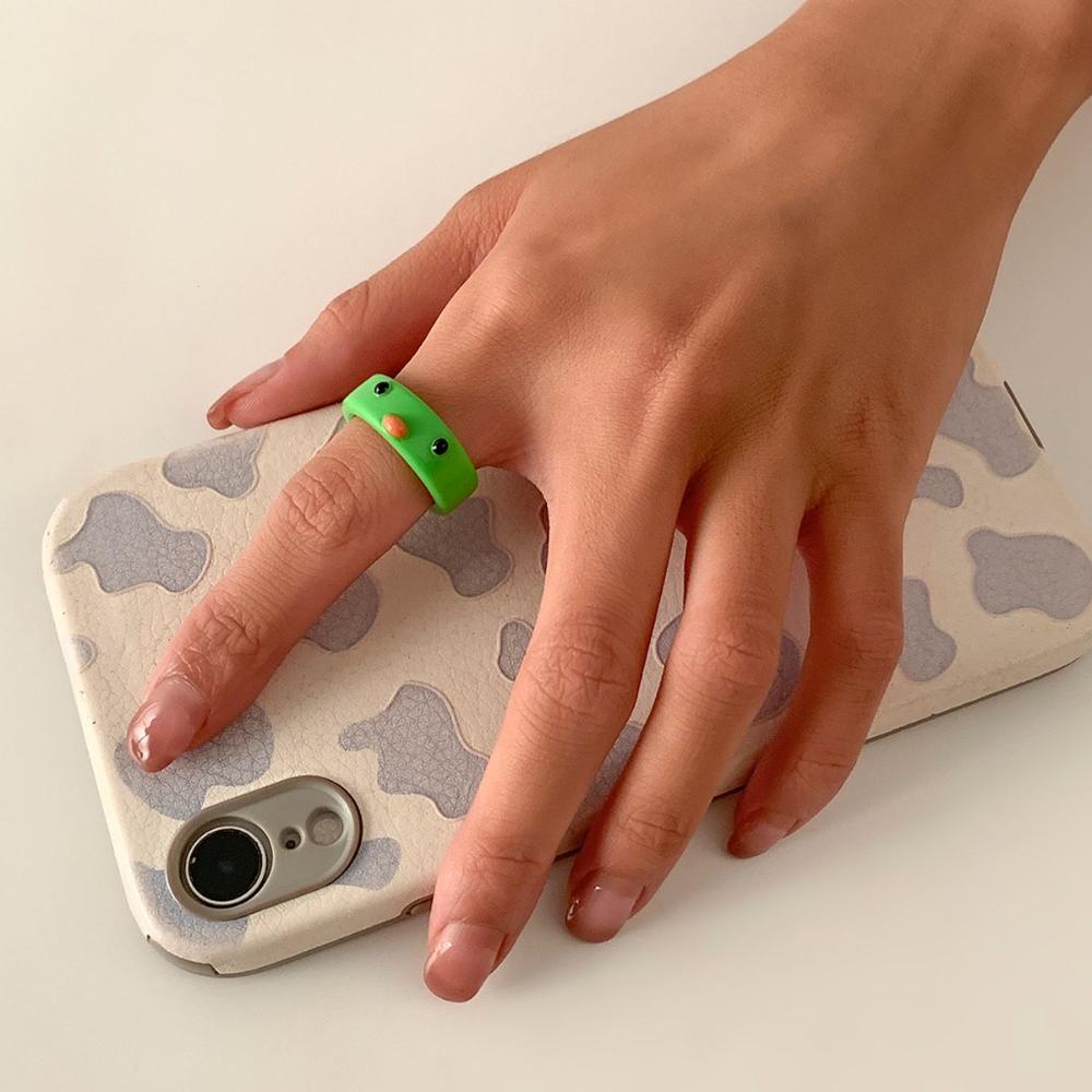 Personality Cute Animal Women Korean Chick Acrylic Fashion Jewelry Frog Finger Rings Resin Ring