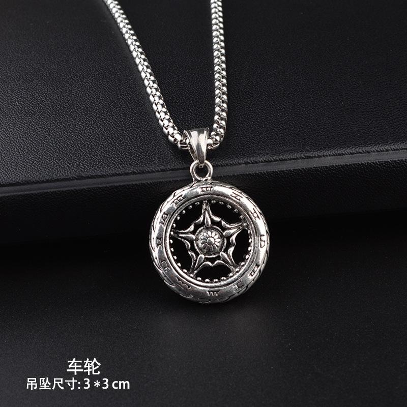 European and American Fashion Wheel Trend Accessories Pendant Sweater Chain Necklace Pendant
