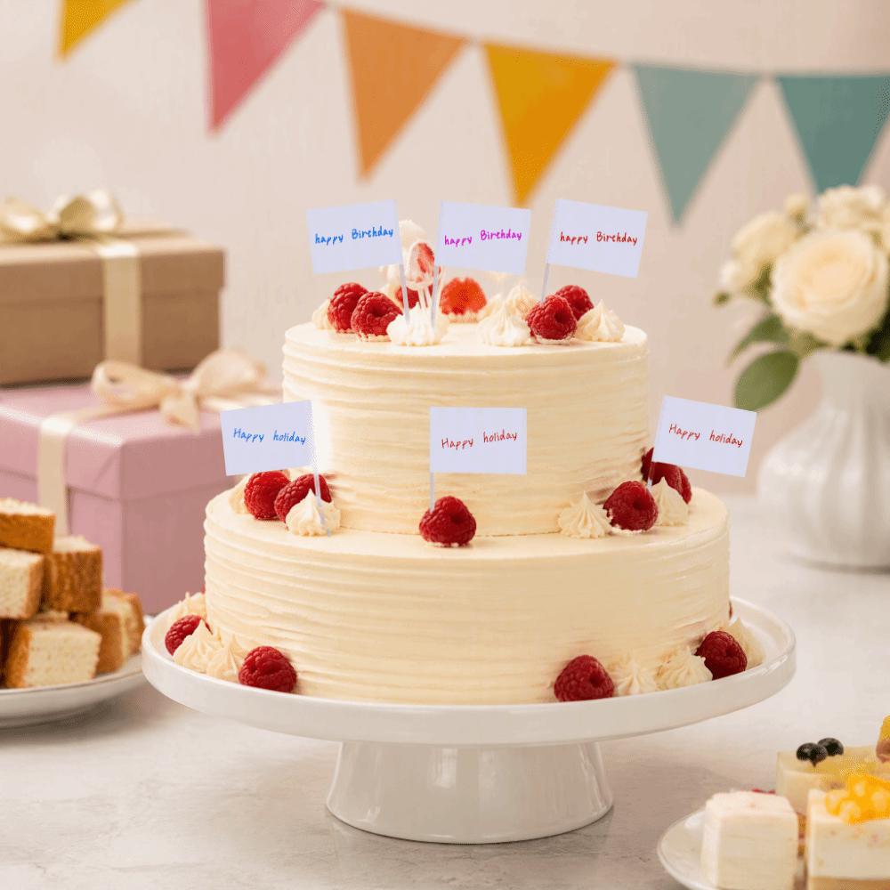 100 PCS Blank Design Cupcake Toppers Paper Wood Cheese Markers Convenient Toothpick Flags  Cheese