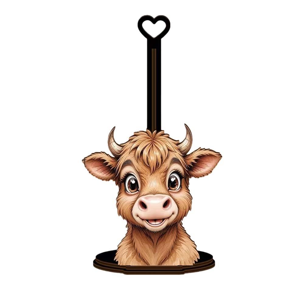 

Animal Themed Animal Wooden Tissue Holder Wooden Food Wrap Kitchen Towel Rack Cartoon Cattle Cat Dog Vertical Cloth and Towel