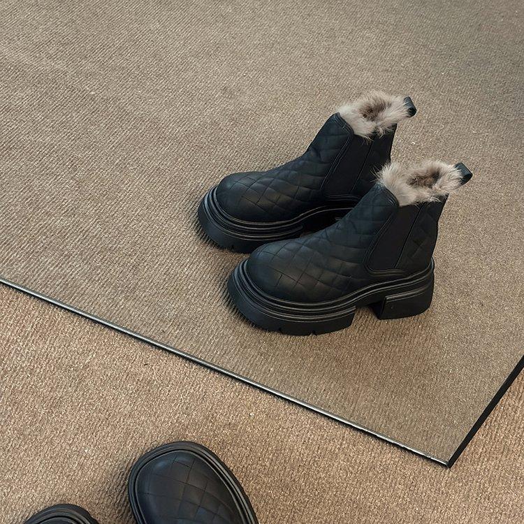 

Snow boots women s winter new retro versatile velvet thickened warm platform casual cotton shoes 35 чорний