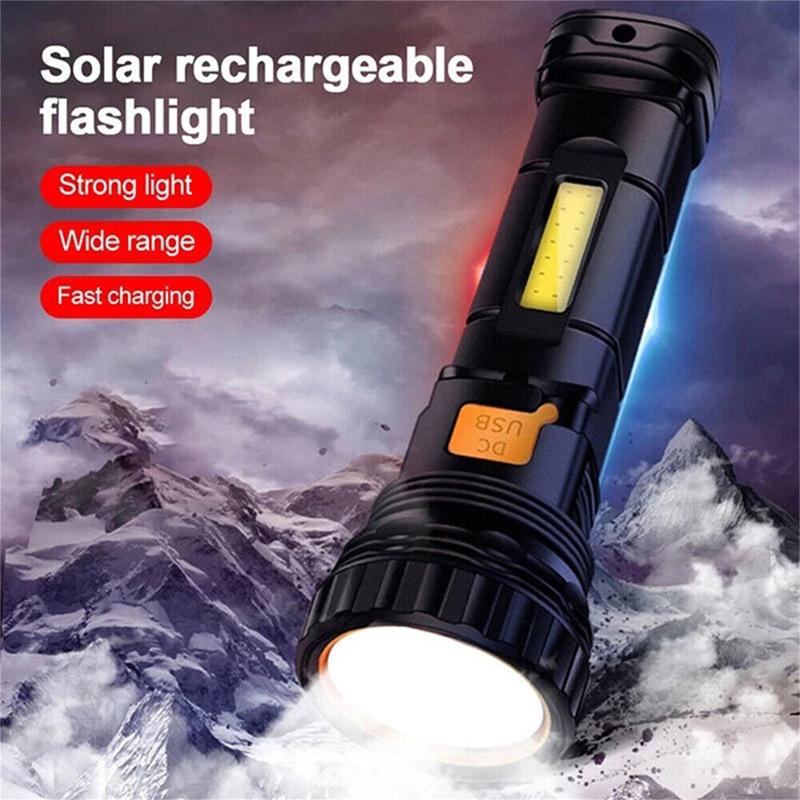 Led Solar Taktische Taschenlampe 1200mah Akku Wasserdichte Outdoor Camping Notfall
