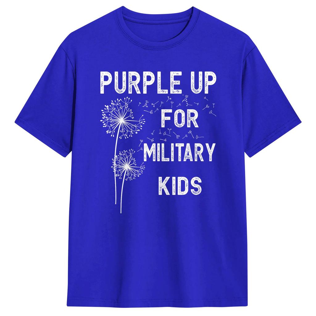 Purple Up For Military Kids TShirt Summer Month Of The Military Child Cotton T Shirts For Unisexs Print Tee Shirt Clothes