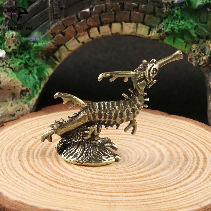 Solid Brass Seahorse Figurine Vintage Sea Animal Small Statue Desktop Ornaments Home Office Decorations Crafts Accessories Gifts