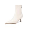 Fashion Women's new autumn and winter leather sheepskin pointed high-heeled oversized sexy runway calf zipper elastic short boots