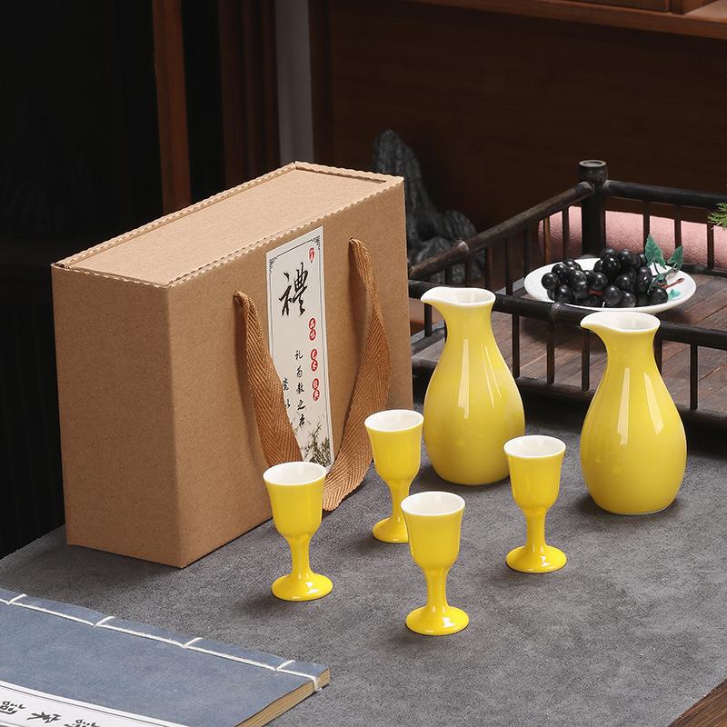 Japanese Sake Set Ceramic Traditional Ceramic Four Sake Cups Two Pots Baijiu Dispenser Party Restaurant Set In Gift Box 2025 New