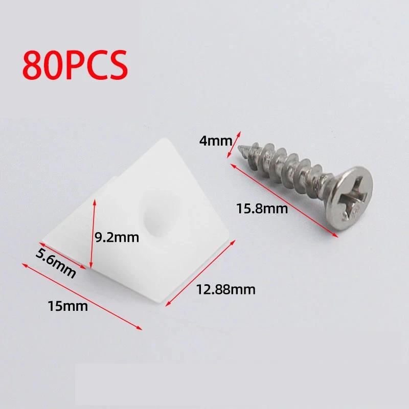20/40/60/80pcs Drawer Wedges With Screws For Bottom Support Plastic Repair Cabinets Bookshelves Angle Code Bracket Fastener