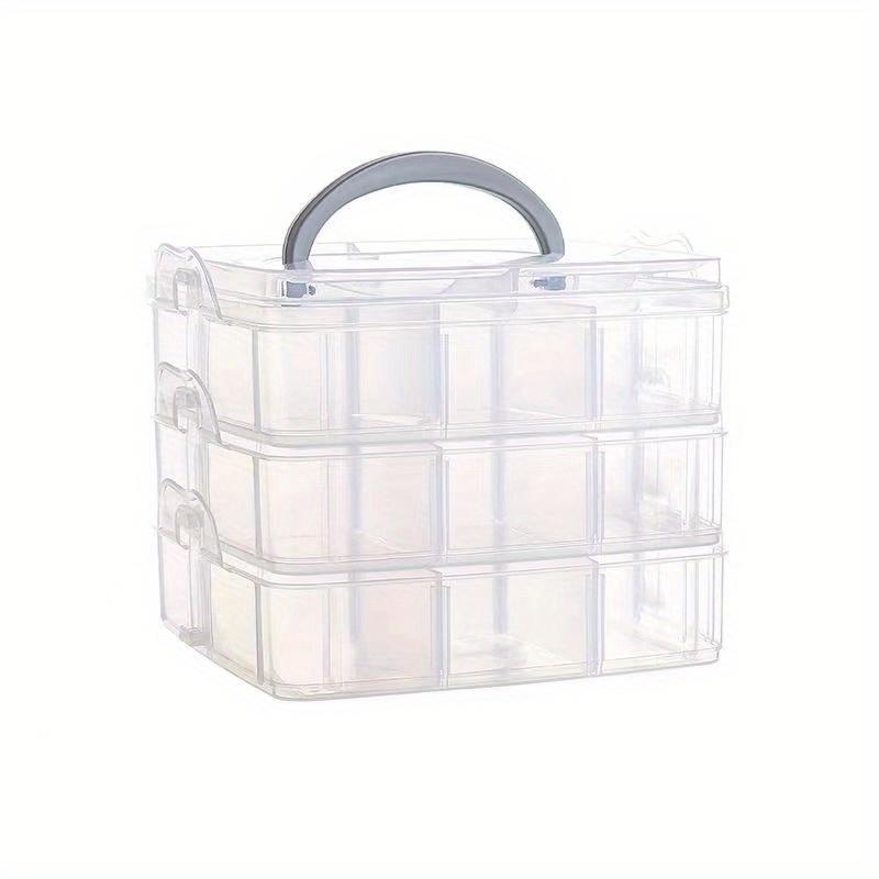 1pc 3-Tier 18-Grid Transparent Adjustable Stackable Compartment Slot Plastic Storage Box for Organizing Toys, Jewelry