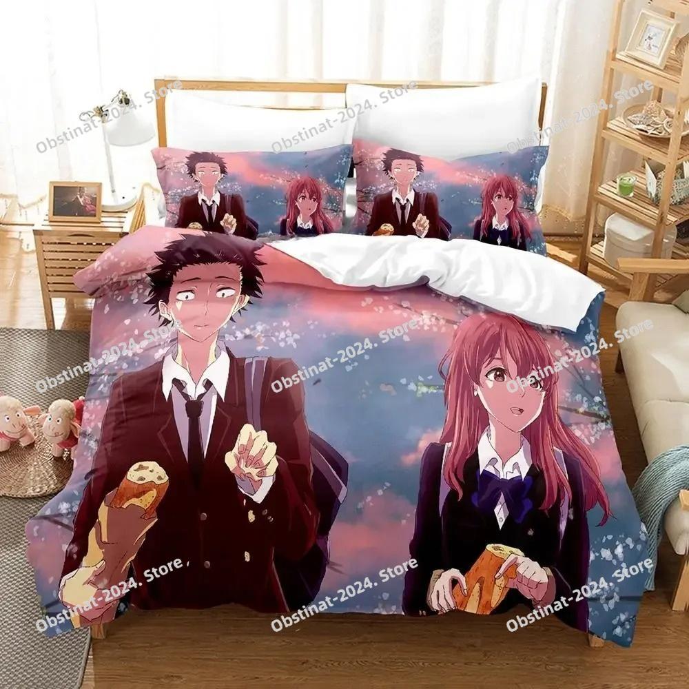 3d Anime Film A Silent Voice Bedding Set Printed Bed Set Duvet Cover Sheet Pillowcase Bed Soft Quilt Cover Full Queen King Size