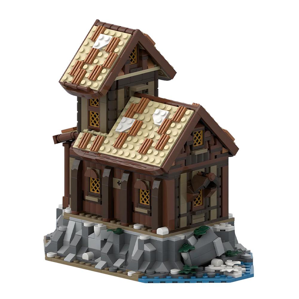 MOC Viking Village Expansion Storage Hut Building Blocks Model Medieval Storage Hut Architecture Bricks Assemble Toys Kids Gifts