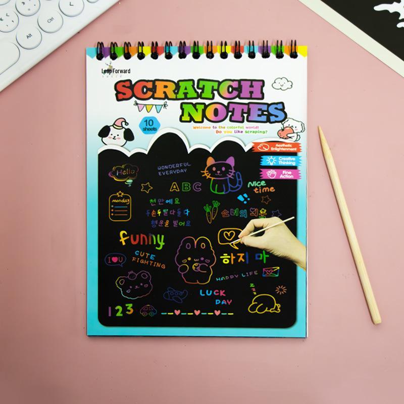 

Средняя детская красочная книга для скретч-арта с граффити - Веселая бумага для рисования для учеников начальной школы