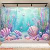 2D Flat Printing, Single Piece of Single-frame Banner, Featuring a Mermaid and Seashore Background, with an Underwater O