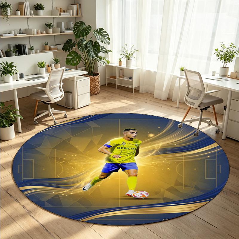 Cristiano Ronaldo Printed Round Crystal Velvet Rug Soft Non Slip Floor Carpet For Bedroom Holiday Gift
