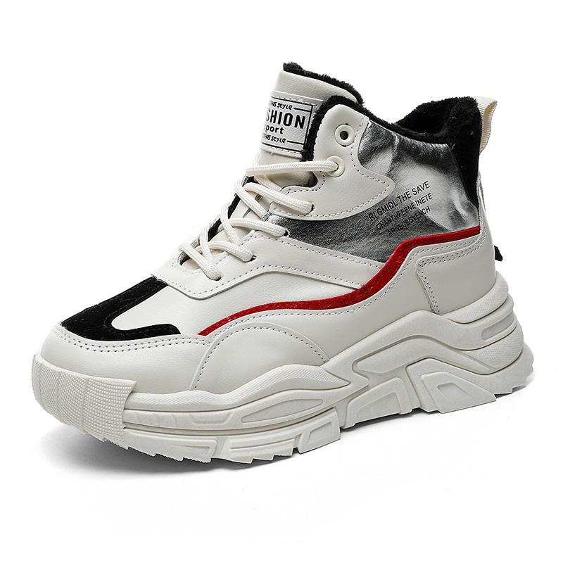 

MCTIN/зимняя женская обувь, массивные кроссовки, повседневные плюшевые теплые туфли на толстой подошве со шнуровкой