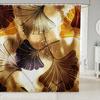 Green Ginkgo Biloba Shower Curtain Gold Ginkgo Leaves Modern Bathroom Shower Curtains Set Waterproof Botanical Bath Curtain Sets