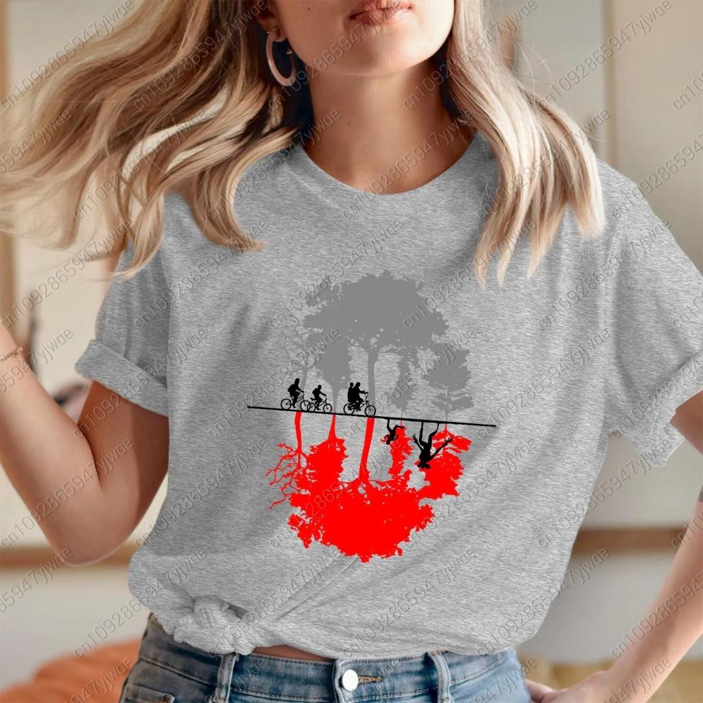 

2026 Kids Women Friends Upside Down World Theme Tshirt Fun Unisex Pure Cotton Tshirt Printed for Womens Daily Wear tops S