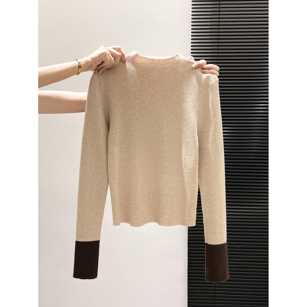 Temperament semi-turtleneck sweater women's inner knitted sweater autumn and winter slim and thin fashionable retro bottoming top