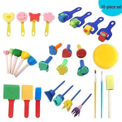 Children's Painting Sponge Brush Set - 30 Pieces for DIY Art and Early Education