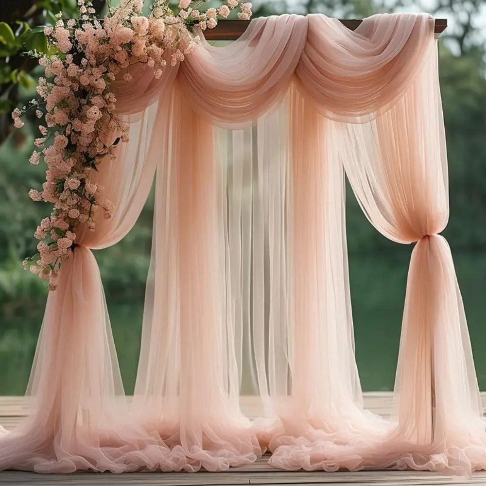 6/8/10 Meter Hochzeits-Tüllbogen Breite 160CM Elegantes Drapierstoff-Hintergrund Weiß Rosa Dekorativer Tüll Geburtstagsparty
