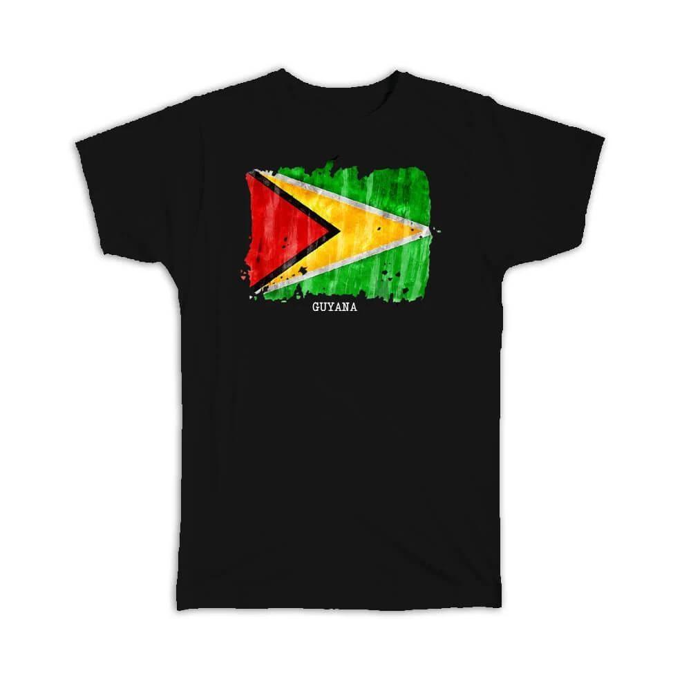 Gift T-Shirt : Guyana Flag SouthAmerica Travel Expat Country Watercolor 2XL
