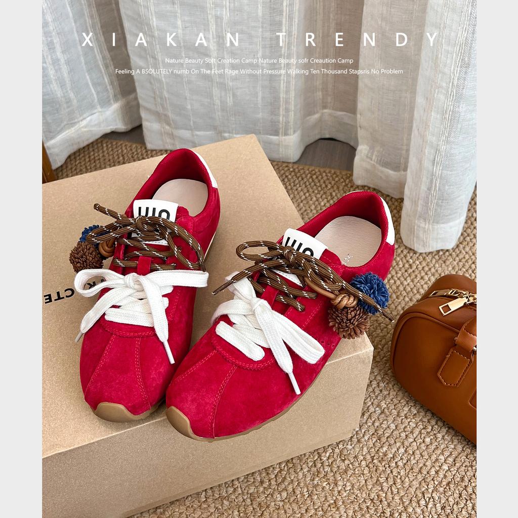 Innere Höhenerhöhung 5 cm Doppel-Schnürung Deutsche Trainingsschuhe Damen 2025 Herbst neu lässige Sport-Forrest-Gump-Schuhe Retro kleine weiße Schuhe