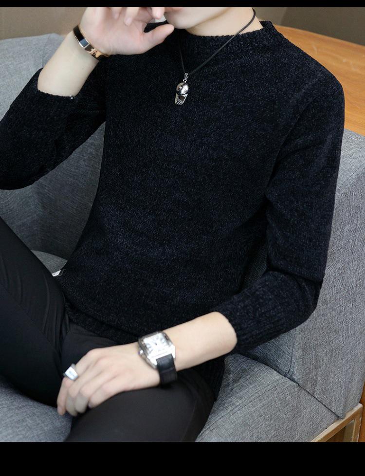 

Мужской модный облегающий свитер из шенилла - теплый осенне-зимний полуводолазка с длинным рукавом L