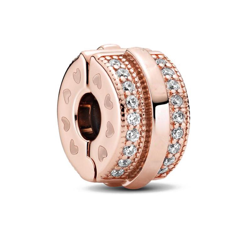 New Copper Rose Gold Lock Love Bow Tree Safety Buckle Charm Bead Fit For Bracelet Necklace Diy Women'S Boutique Jewelry