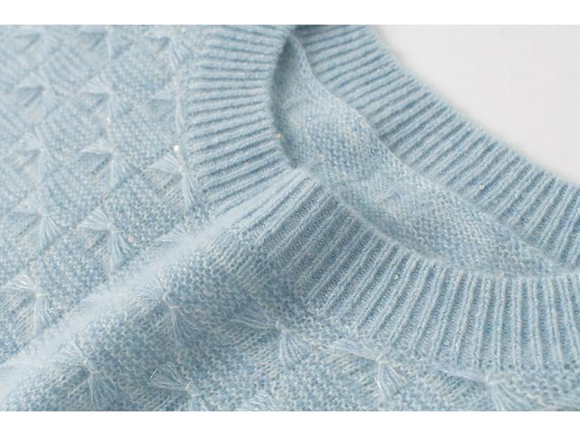 Pure Cashmere Round Neck Drop Shoulder Sweater - Thick, Loose, Slimming, Long Sleeve - Women's Versatile Autumn/Winter Knitwear