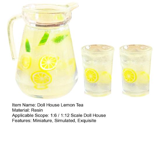 Miniaturní čajový set s citronem Realistický nábytek pro panenkový domeček Čajový set Simulace Konvička na limonádu Šálek Model nápoje pro 1:6 1:Domeček pro panenky v měřítku 1:12 Mini krajiny