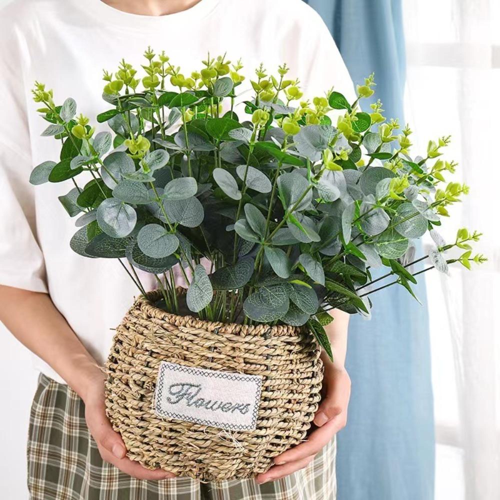 High Quality 16 Heads Artificial Eucalyptus Money Leaf DIY Artificial Plants 128pcs Leaves Bridal Bouquet for Home Wedding Decor
